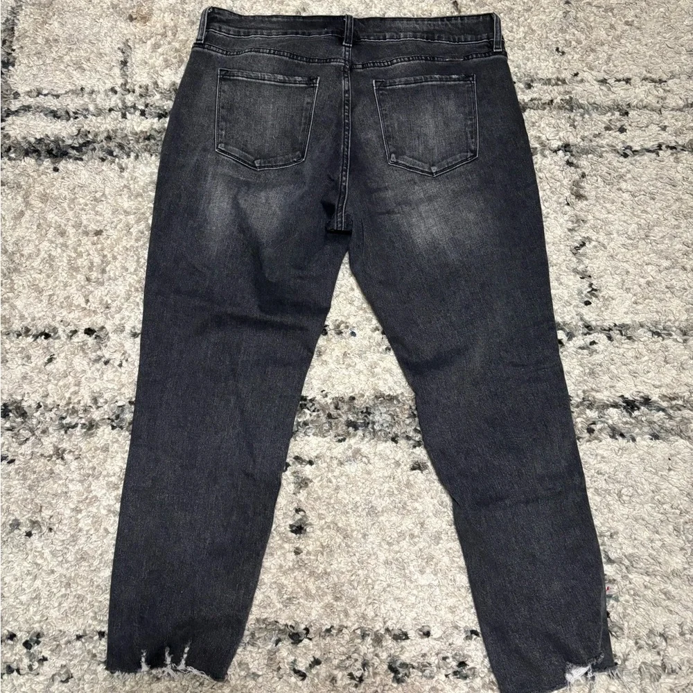 KanCan Charcoal Distressed Straight Leg Jeans